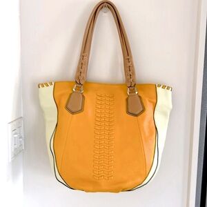 Oryany Lyssie Soft Pebbled Leather Color-Block Tote Shoulder Bag